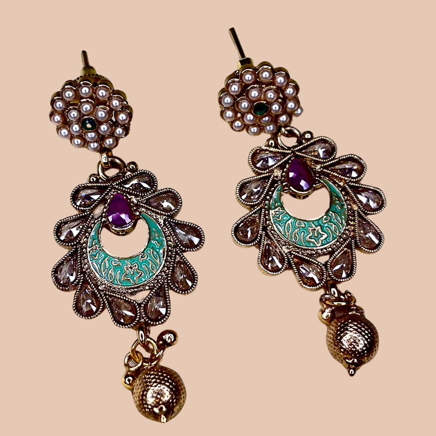 Green Enamel Kundan Necklace Set