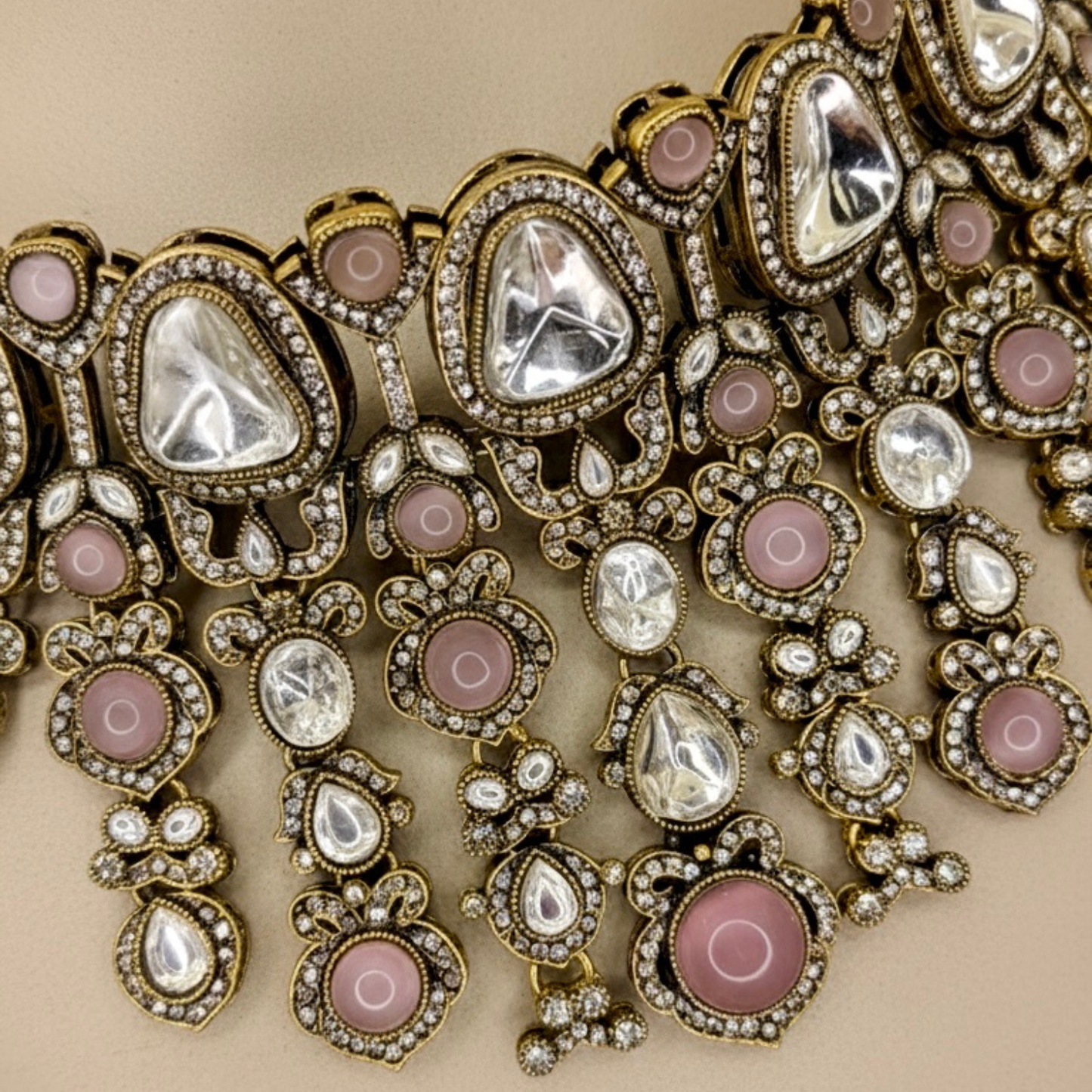 Pink Stone Kundan Choker Necklace