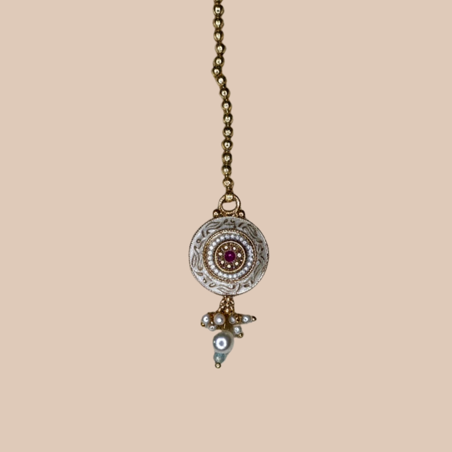 White Enamel Coin Necklace