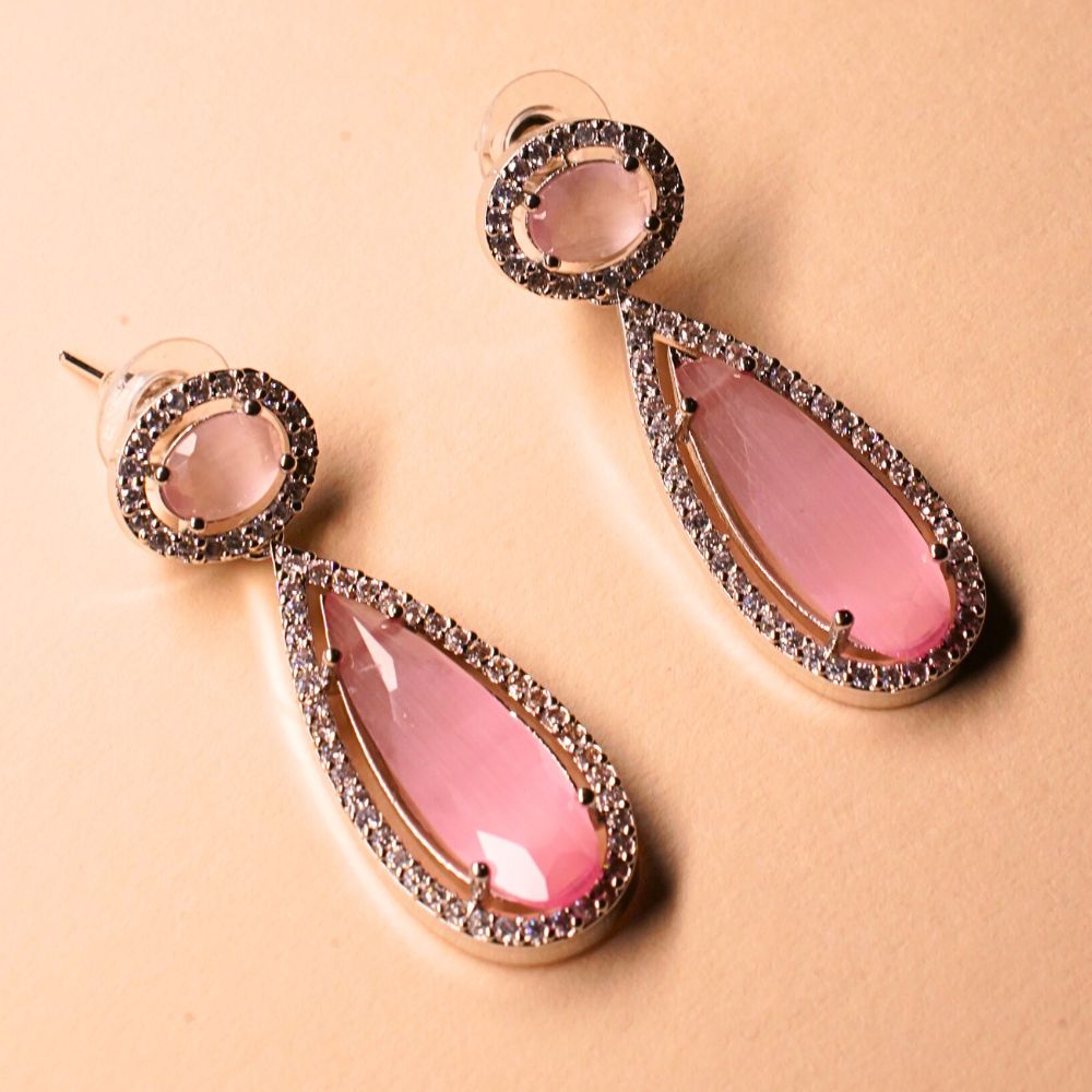 Women Silver-plated American Diamond Set