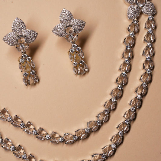 White Floral Double Layer Set