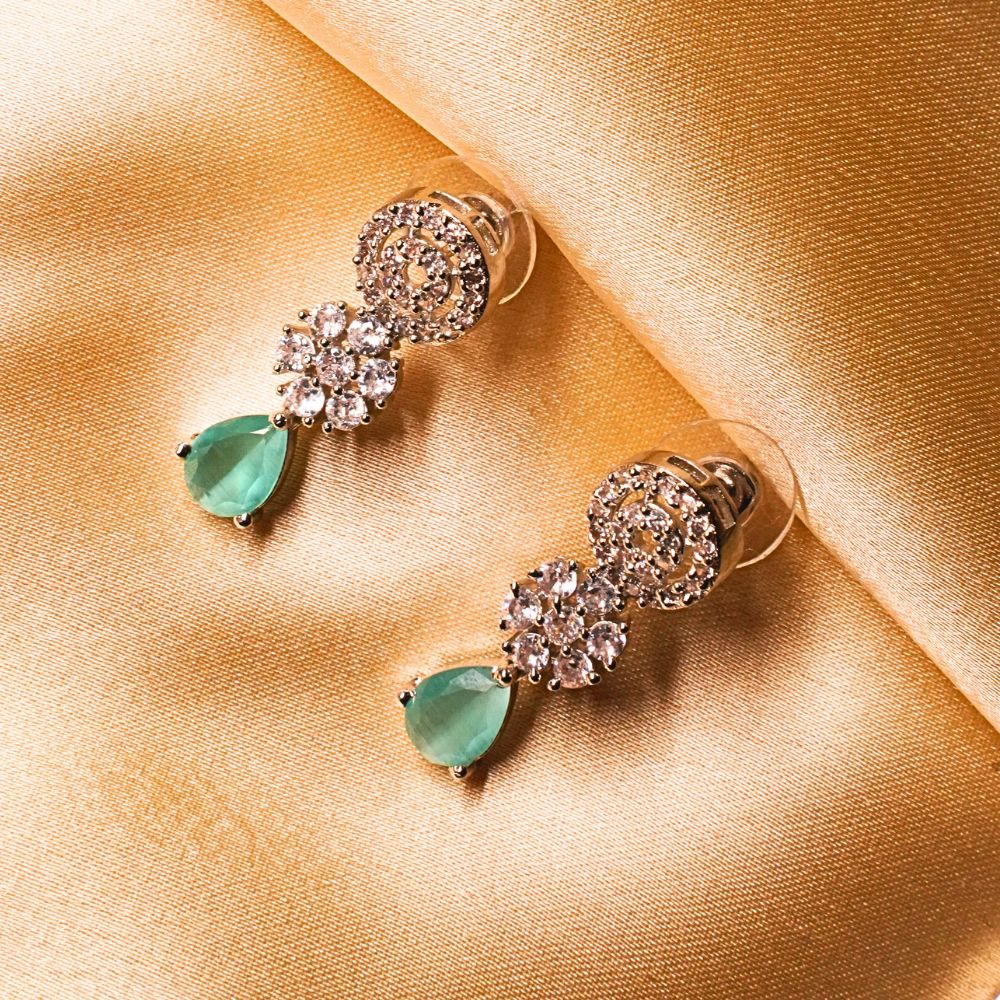 Handcrafted Brass Artificial Green Beads Necklace & Earrings