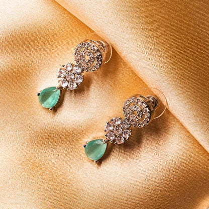 Handcrafted Brass Artificial Green Beads Necklace & Earrings